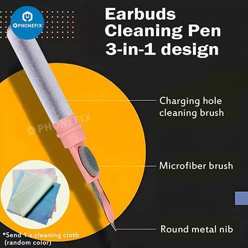 Stylo de nettoyage PhoneFix avec brosse douce pour AirPods, téléphones et ordinateurs portables, conçu pour un nettoyage précis des appareils électroniques.
