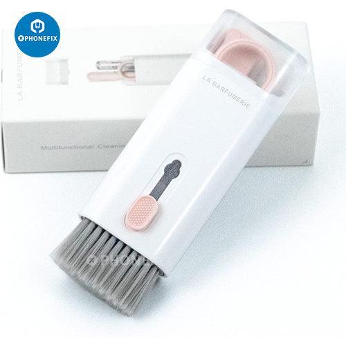PhoneFIX multifunction electronics cleaner kit with phone and tablet cleaning tools, including brushes and microfiber cloths.