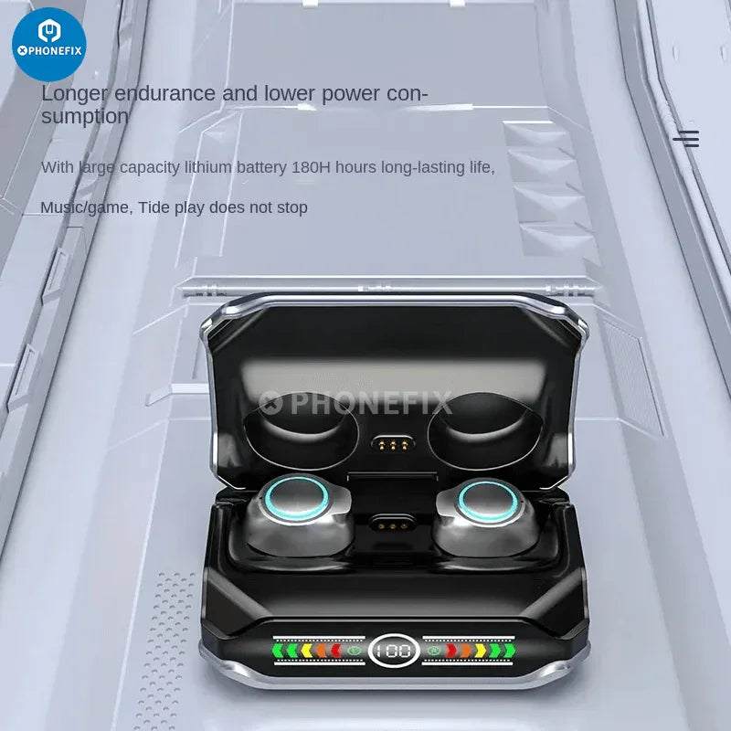 PHONEFIX M43 wireless Bluetooth headphones with touch control, compact earphones designed for phone accessories use.