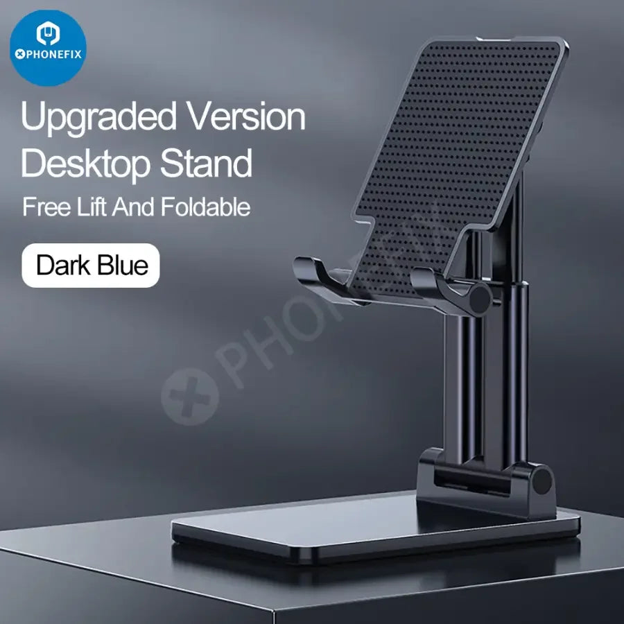 Aluminum alloy foldable tablet and phone holder stand by PHONEFIX, desktop bracket for hands-free viewing and support.