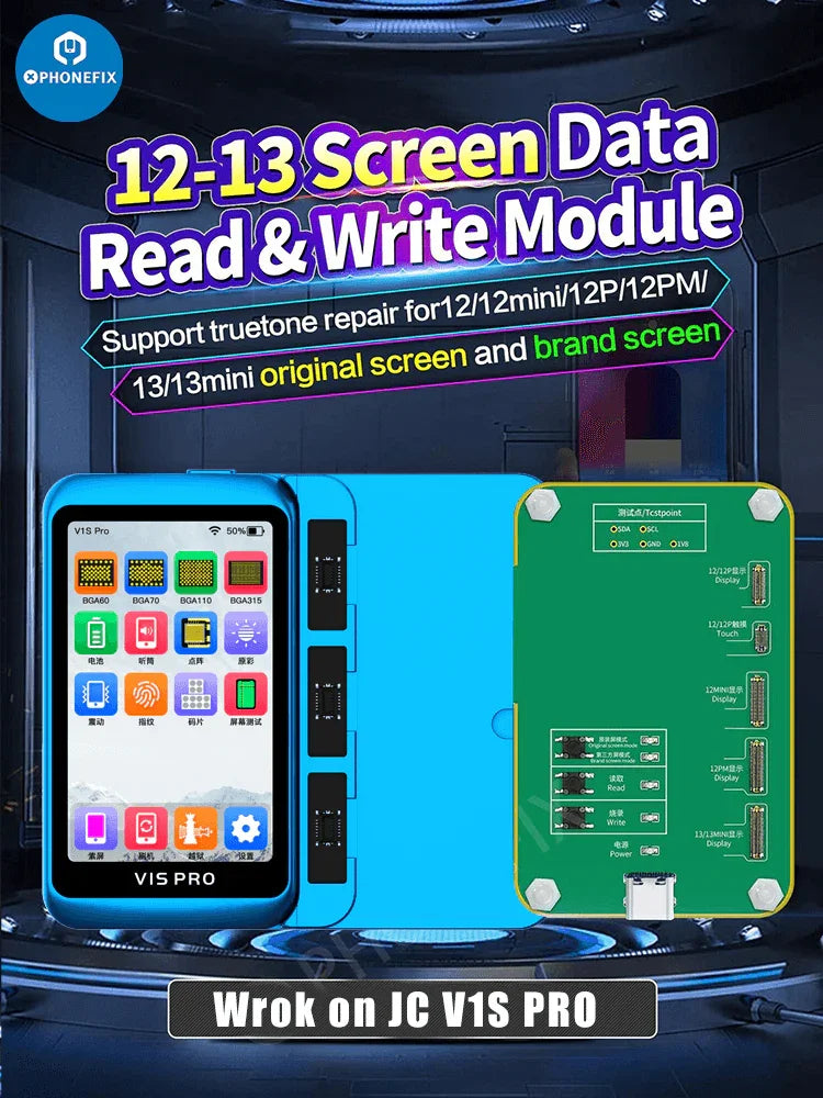 Light sensor vibration touch module for JC PRO1000S phone programmer by PHONEFIX, featuring sensor and control interface.