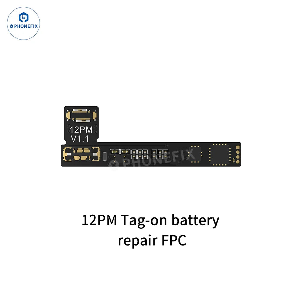 PHONEFIX AWESHINE FC01 mobile phone programmer for iPhone battery, showing battery read and write adaptor in use.