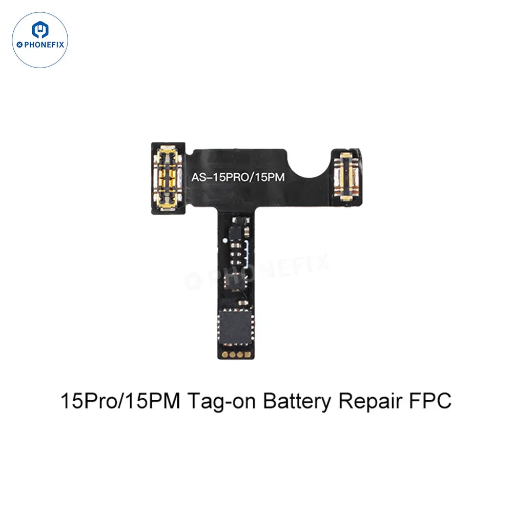 PhoneFIX AWESHINE FC01 mobile phone programmer for iPhone battery, with battery read and write adaptor in use.