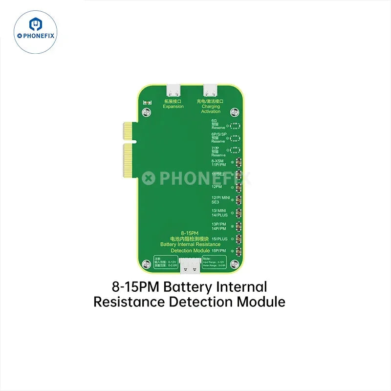 PHONEFIX JC Battery Detection Expansion Module for iPhone 6-15 Pro Max, phone programmer tool for battery testing and diagnostics.