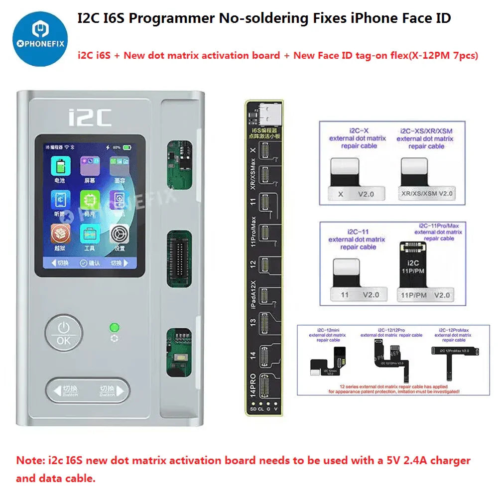 Programmateur de téléphone i2C i6S A8S pour la réparation des écrans True Tone et Face ID des iPhone, utilisé pour le calibrage d'écran et le transfert de données des iPhone.