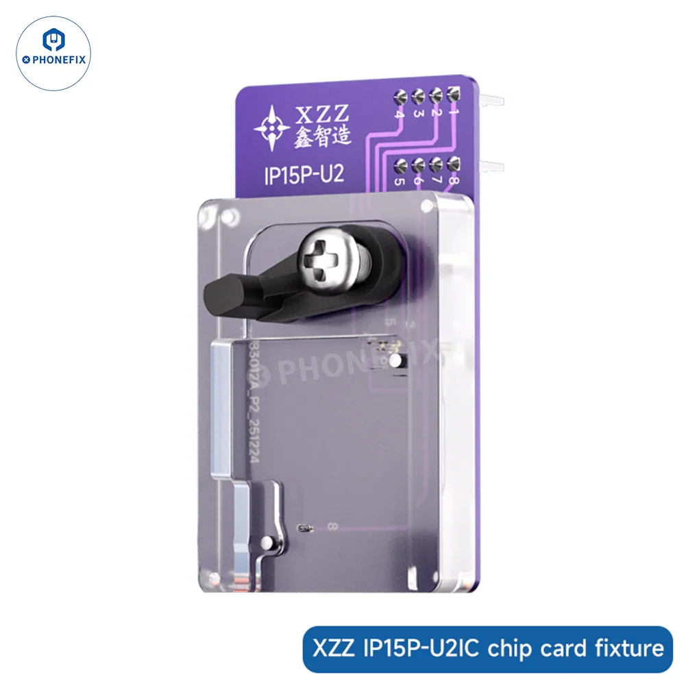 XZZ CH341A U2 Phone Programmer by PHONEFIX for iPhone EEPROM read and write repair, shown with device and tool in use