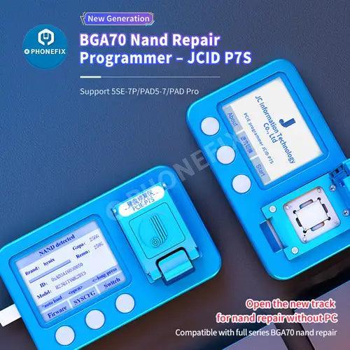 PhoneFIX JC P7S BGA70 NAND programmer for iPhone and iPad, read and write tool for phone repair and data management.