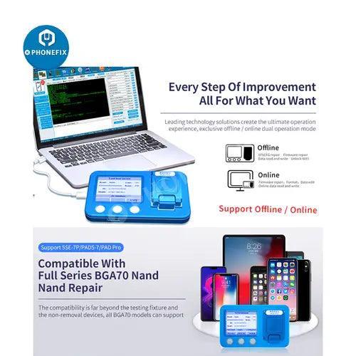 JC P7S Nand Programmer de PHONEFIX pour iPhone et iPad, outil compact de lecture/écriture pour la gestion des données des puces NAND.