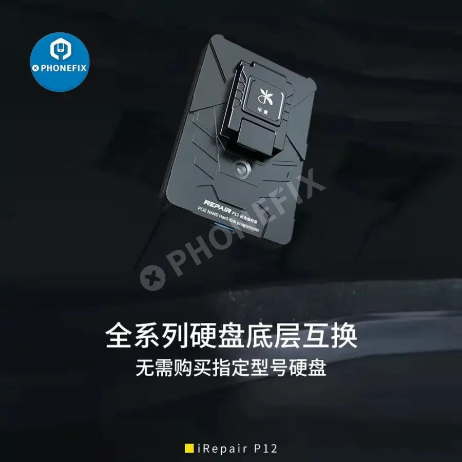 JC P13 iBox2 iRepair P12 PCIe NAND programmer for iPhone 6-13 Pro Max, used for repairing and programming iPhone NAND chips.