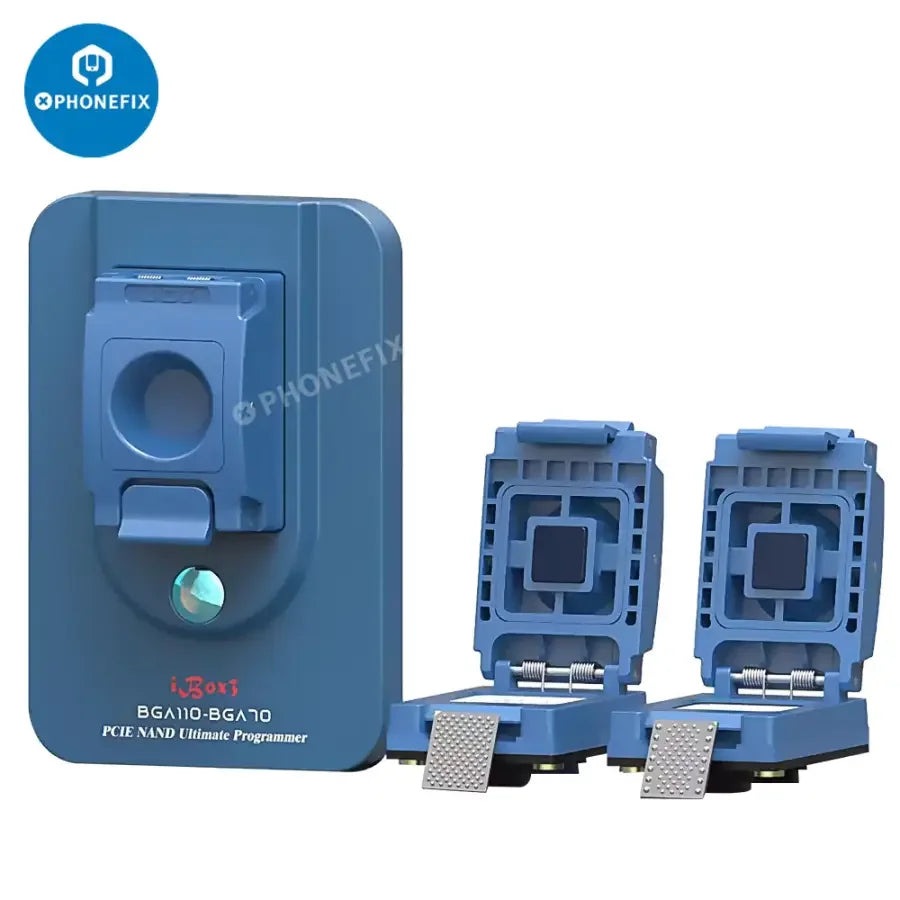 iBox3 BGA70 BGA110 NAND programmer for iPhone 6 to 13 Pro Max, used for phone repair and data management by PHONEFIX