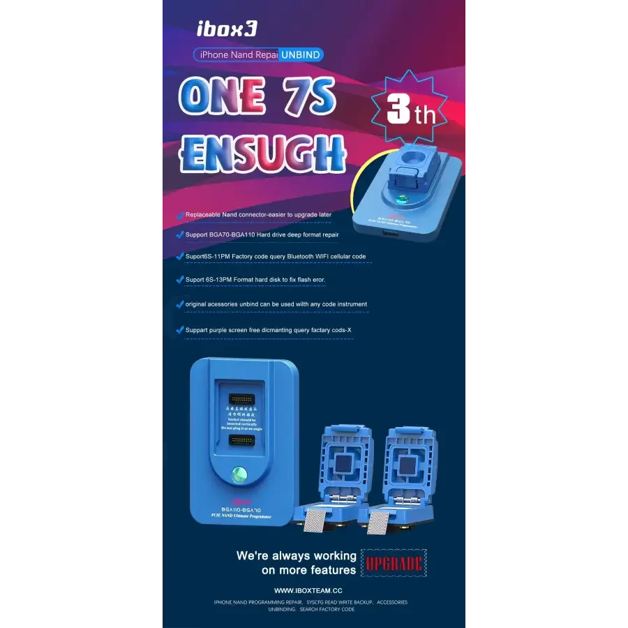 iBox3 BGA70 BGA110 Programmateur NAND pour iPhone 6 à 13 Pro Max, appareil utilisé pour la réparation de téléphones et la programmation de puces NAND.