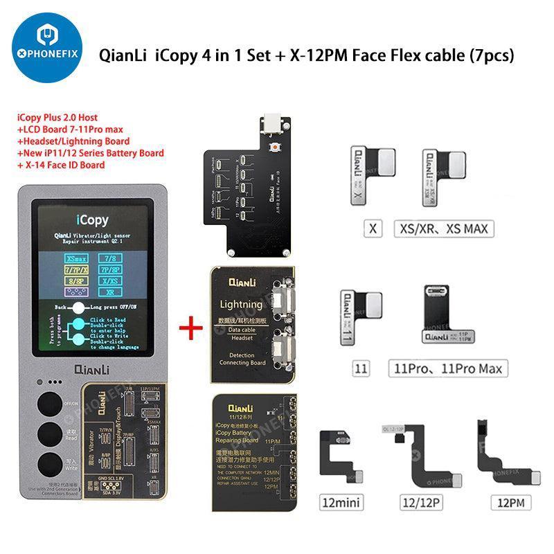 QianLi iCopy Plus 2.2 Phone Programmer with battery light sensor board, compatible with various smartphones, by PHONEFIX.