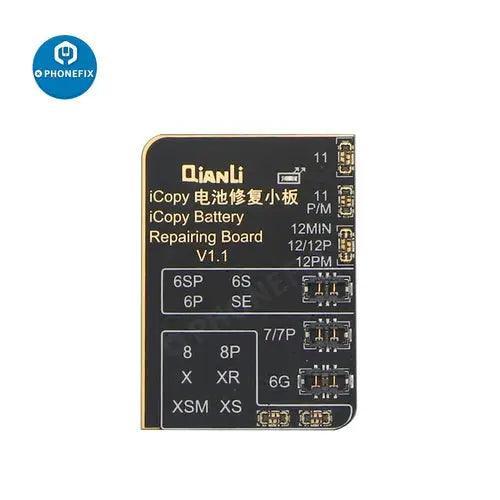 QianLi iCopy Plus 2.2 phone programmer with battery light sensor board, used for device repair and data transfer.