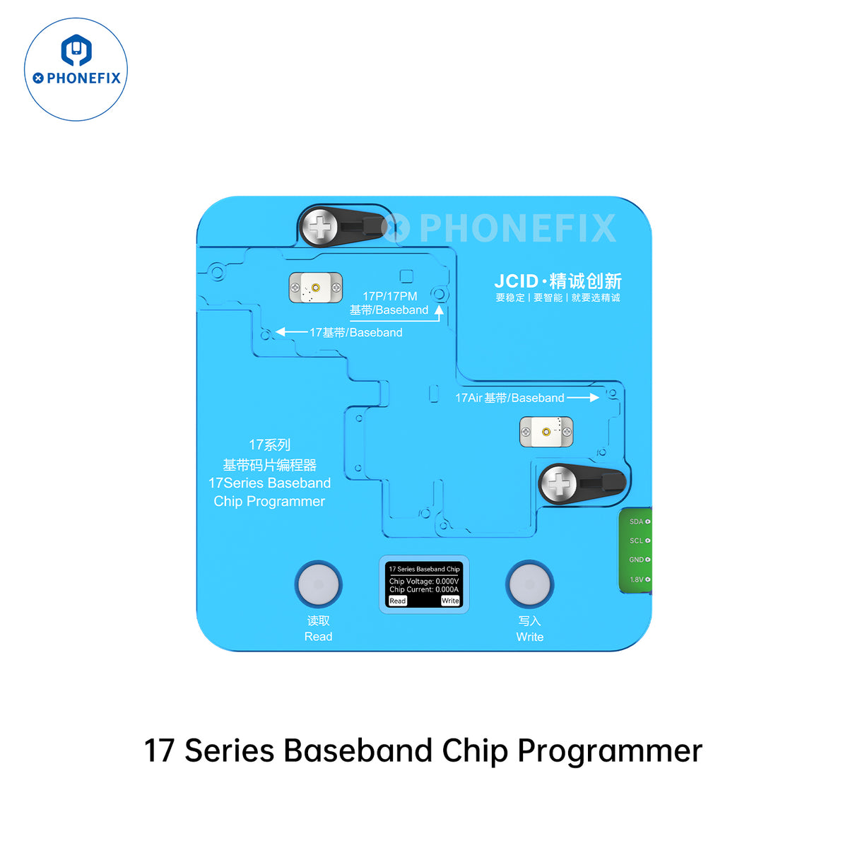 PHONEFIX JC Baseband EEPROM Chip Programmer for iPhone X to Pro Max, used for repairing iPhone baseband and firmware.