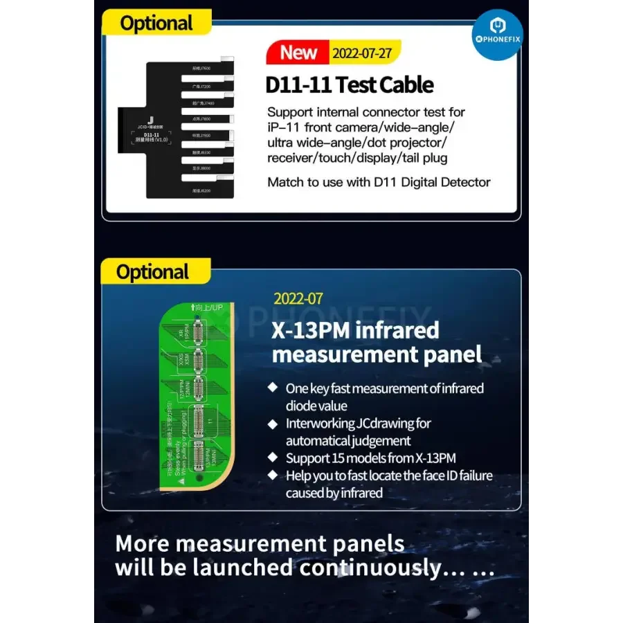 PHONEFIX JCID-D11 multifunctional digital detector for phone programming with JC intelligent maintenance drawings.