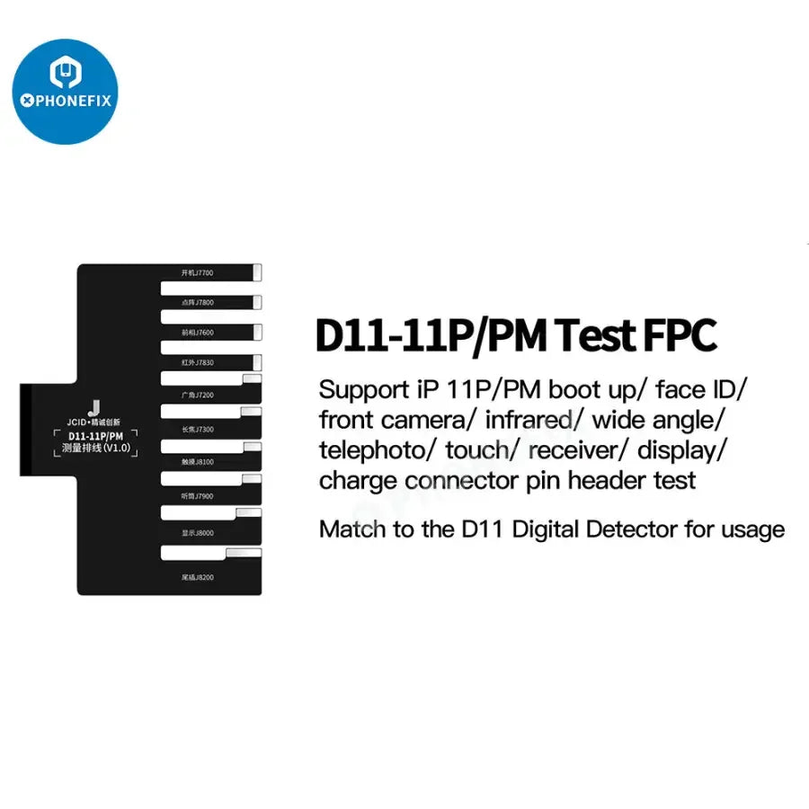 PHONEFIX JCID-D11 multifunctional digital detector for phone programming with JC intelligent maintenance drawings, used for electronic diagnostics.