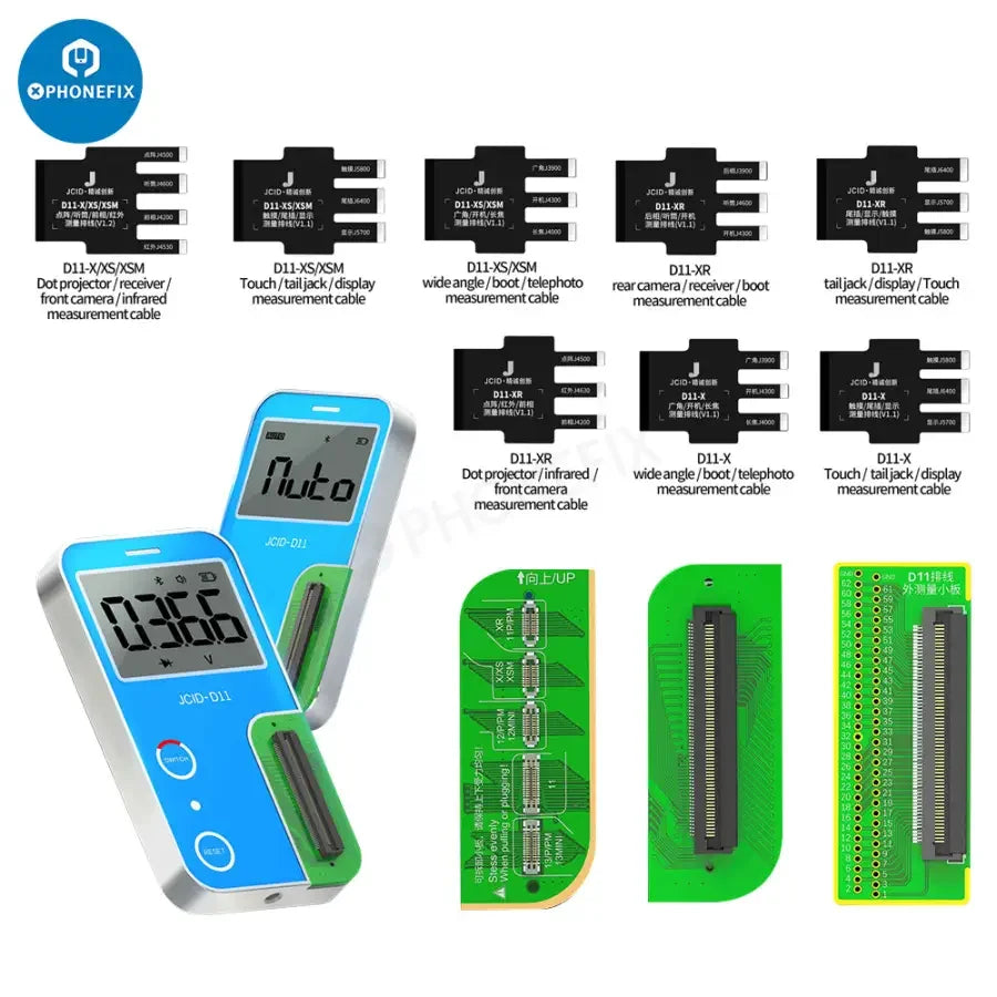 JCID-D11 Phone Programmer by PHONEFIX, multifunctional digital detector with JC intelligent maintenance drawings, used for phone repair.