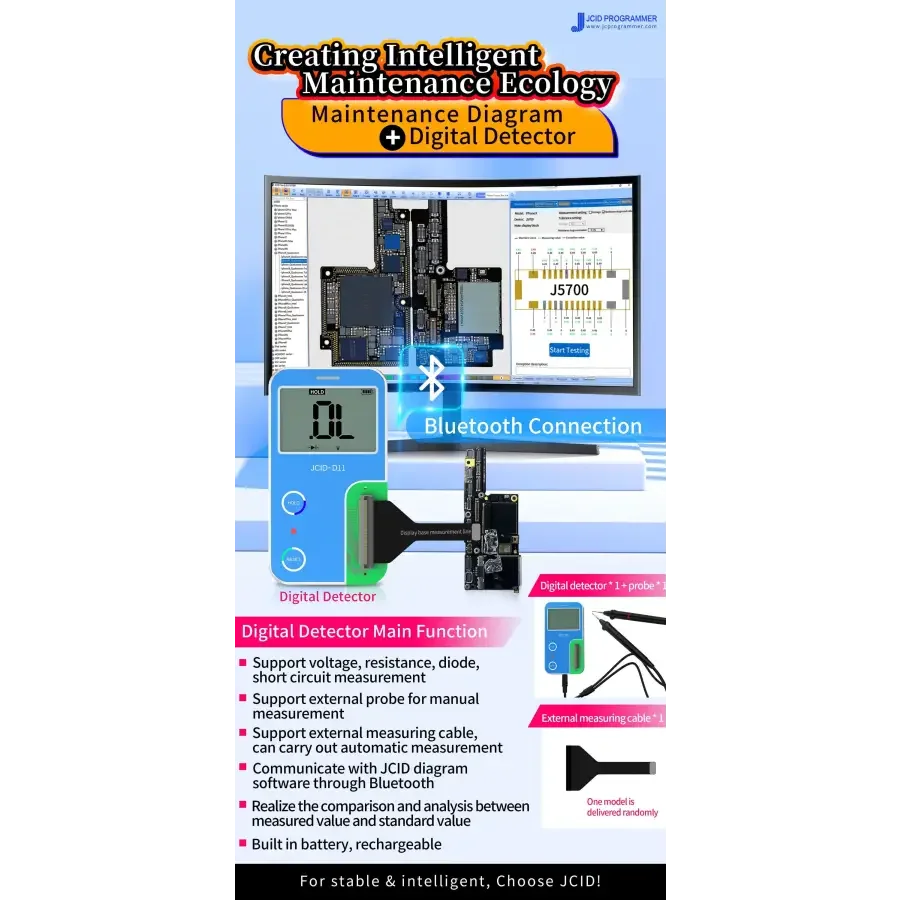 PHONEFIX JCID-D11 multifunctional digital detector for phone programming with JC intelligent maintenance drawings, used for mobile device diagnostics