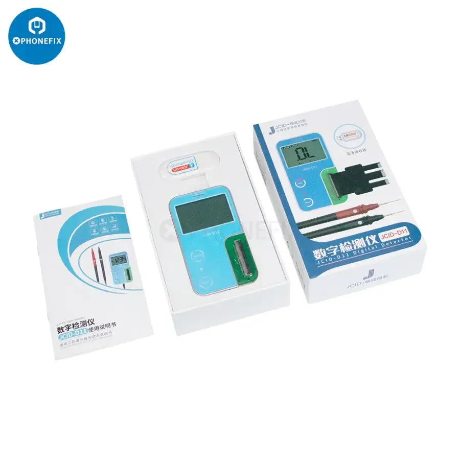PHONEFIX JCID-D11 multifunctional digital detector for phones with JC intelligent maintenance drawings, used for phone programming and diagnostics.