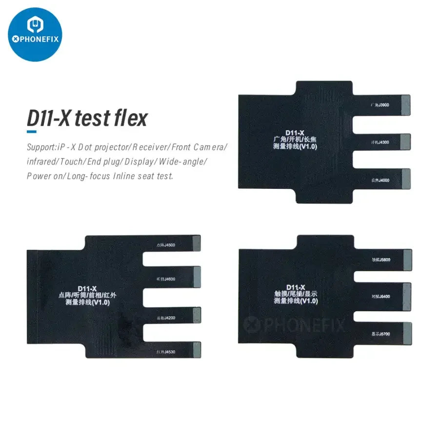 PHONEFIX JCID-D11 multifunctional digital detector for phones, with JC intelligent maintenance drawings and phone programmer features.