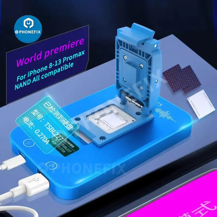 PhoneFix JC P13 Ultimate Box for PCIe NAND DFU, purple screen tool for phone programming and device repair.