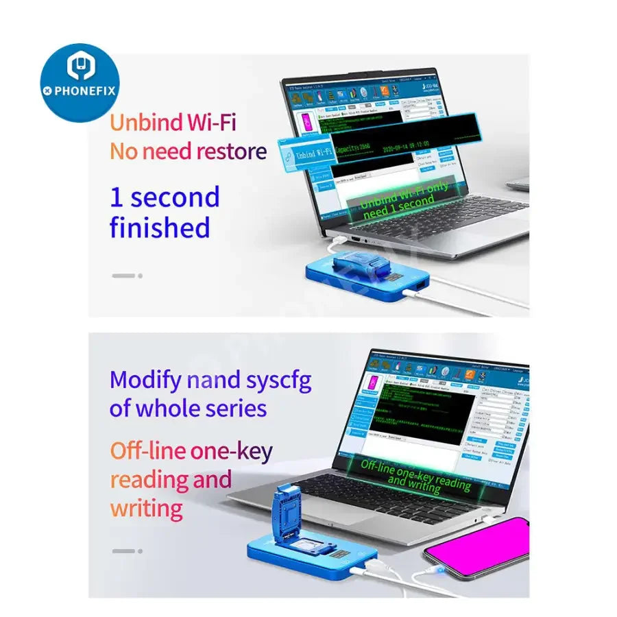 PhoneFix JC P13 Ultimate Box for PCIe NAND DFU, purple screen tool for phone programming and repair.