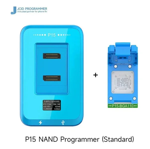 PHONEFIX JC P13 Ultimate Box for PCIe Nand DFU phone programmer device with purple screen, used for flashing and repairing smartphones.