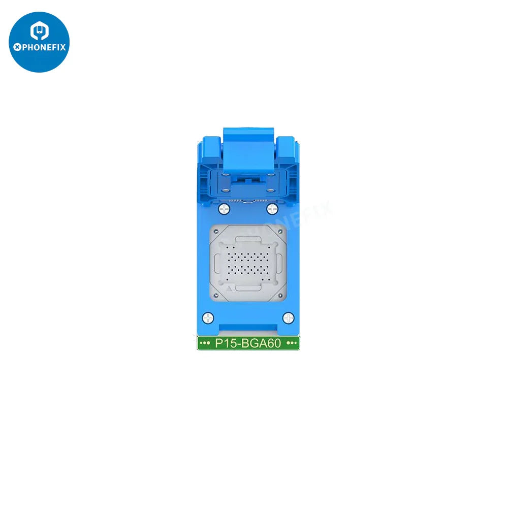 PHONEFIX JCID P15 Nand Programmer for iPhone 6 to 15 Pro Max, iPad, Mac, and HDD repair tools, shown in the image.