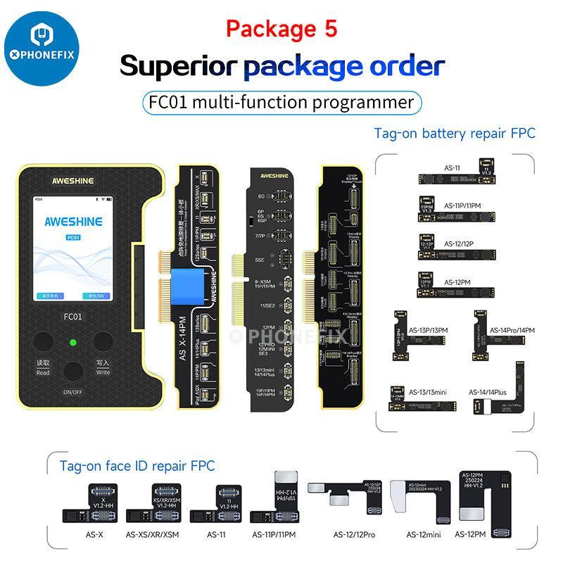 PHONEFIX FC01 Face ID Dot Matrix Battery Activation Programmer for iPhone, phone programmer device with packaging.