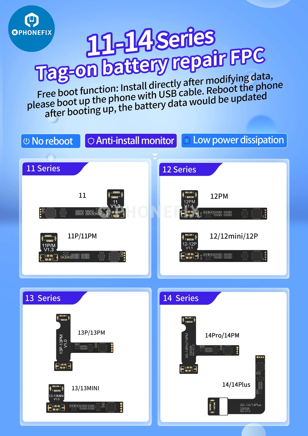 PHONEFIX FC01 Face ID Dot Matrix Battery Activation Programmer for iPhone, phone programmer device with packaging.