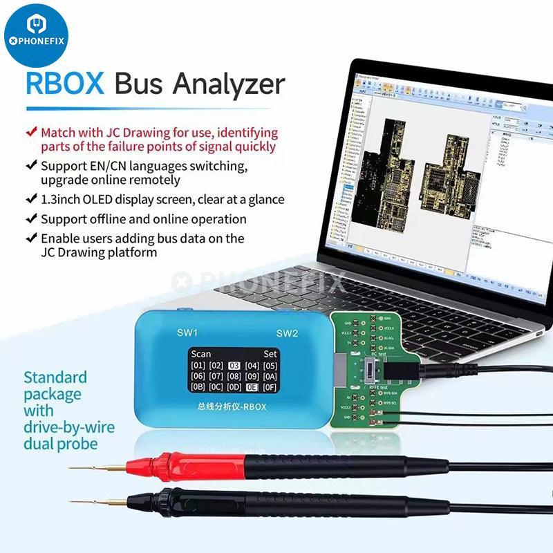 PHONEFIX JC-ID RBOX Analyseur de bus pour la détection et la réparation des défauts de signal téléphonique, utilisé comme outil de programmation téléphonique.
