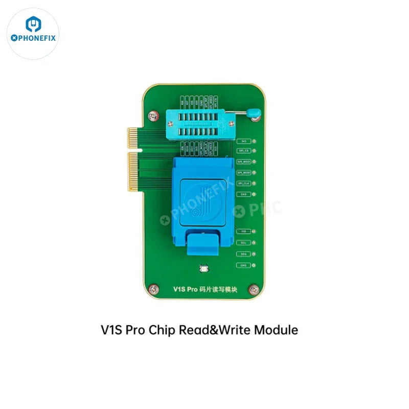 V1S Pro USB-C iPad10 charger chip read-write socket with EEPROM module, used as a phone programmer by PHONEFIX.