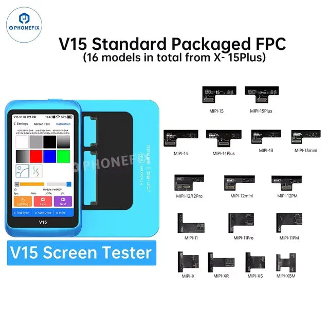 JCID V15PM phone screen tester for iPhone and Android screens, used for testing and diagnosing smartphone display issues.