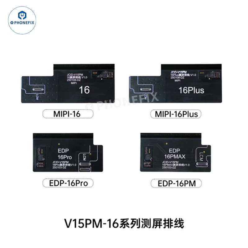 PHONEFIX JCID V15 V15PM screen tester for iPhone and Android phone screens, used for testing and programming mobile device displays.