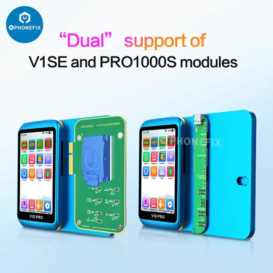JCID V1S PRO Phone Programmer by PHONEFIX for BGA315, BGA110, BGA70 chips on iPhone and iPad circuit boards.