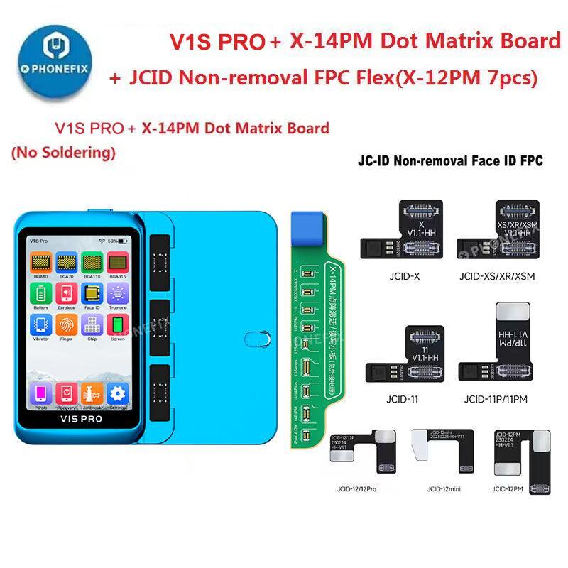 JCID V1S PRO phone programmer by PHONEFIX with BGA315, BGA110, BGA70 chips for iPhone and iPad repair.