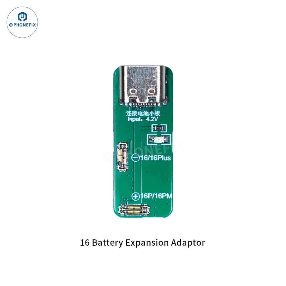 PhoneFix JCID V1S PRO programmer for BGA chips, used for iPhone and iPad repair, shown with battery board component.