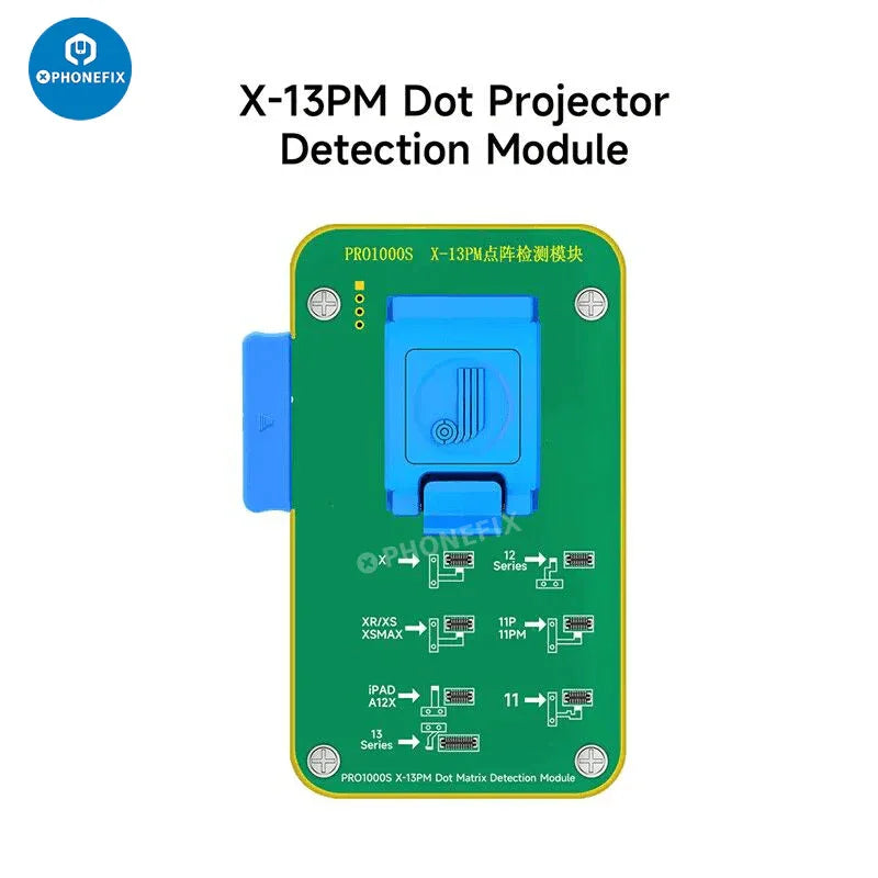 JCID V1S PRO phone programmer with multifunction iPhone repair module by PHONEFIX, showing various ports and repair tools.