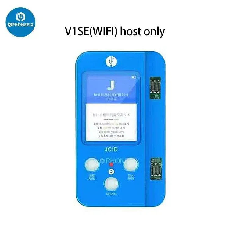 JC V1SE Phone Programmer for iPhone screen, battery, and Face ID repair by PHONEFIX, used for iPhone repair and diagnostics.