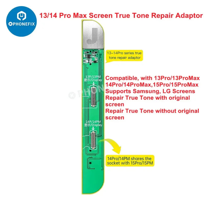 PHONEFIX JC V1SE phone programmer for iPhone screen, battery, and Face ID repair, showing device interface on screen.