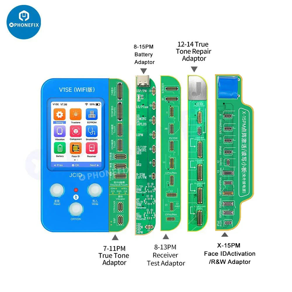 PHONEFIX JC V1SE phone programmer for iPhone screen, battery, Face ID repair, 5-in-1 device, versatile for iPhone repairs