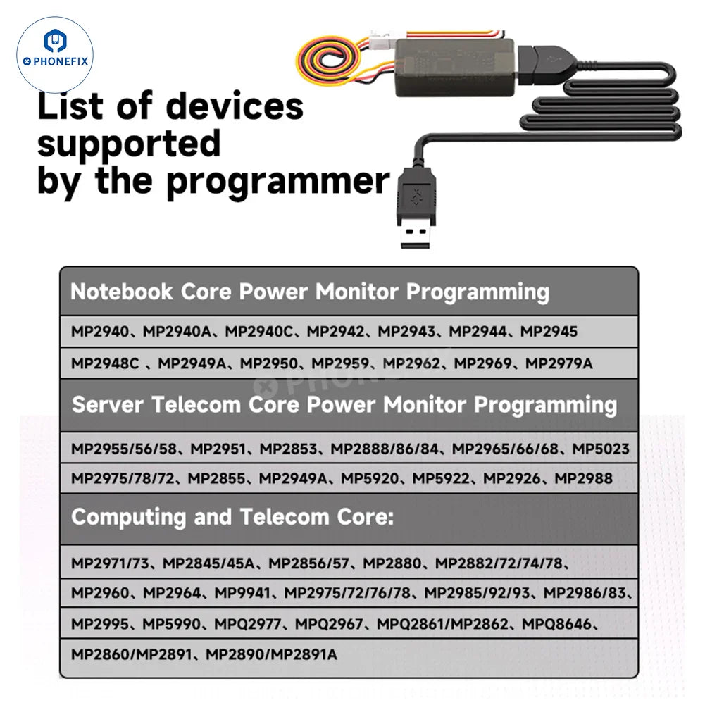 XZZ MPS Programmer offline board for phone notebook chip read/write, by PHONEFIX, shown with connection ports and circuit components.