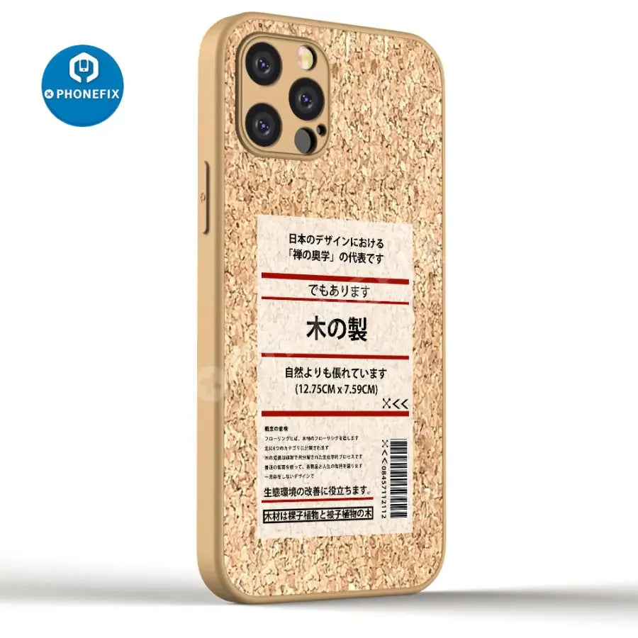 Eco-friendly shockproof wooden iPhone 13 case by PHONEFIX, providing durable protection with a natural wooden finish.