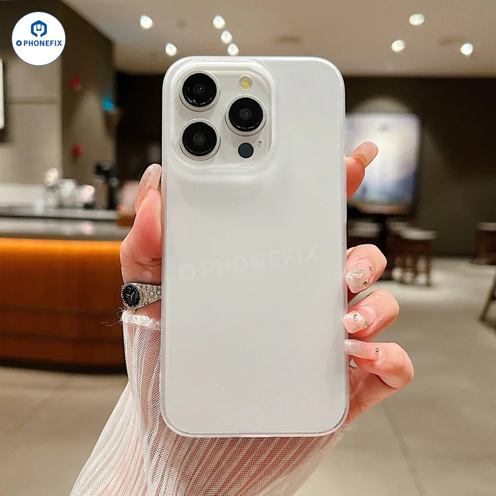 Transparent PC matte protective case for iPhone 12-16 Pro Max by PHONEFIX, showing the sleek, durable phone cover with matte finish.