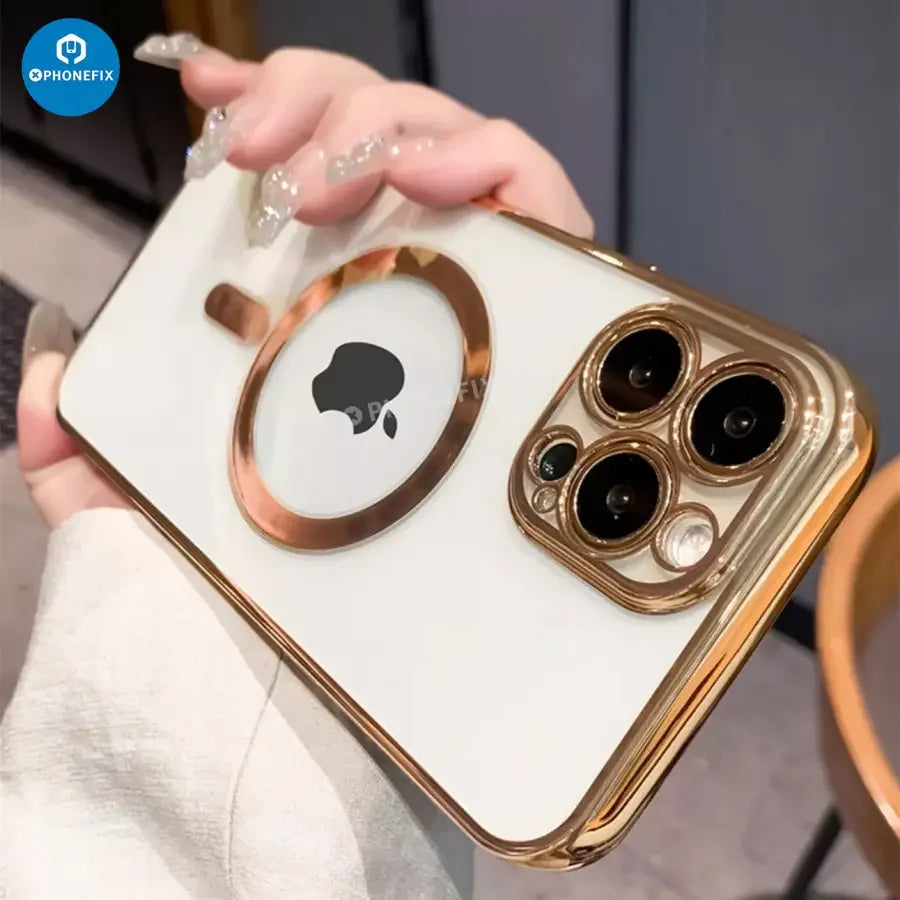 Transparent PHONEFIX MagSafe iPhone 12-15 Pro Max clear case, protective phone protector with precise cutouts and sleek design.