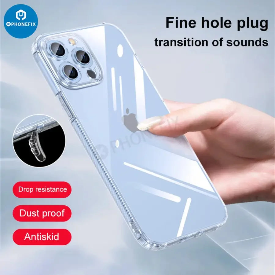 Étui de téléphone en silicone avec MagSafe pour iPhone 14 Pro Max, protecteur flexible noir de PHONEFIX, vues avant et arrière présentées.