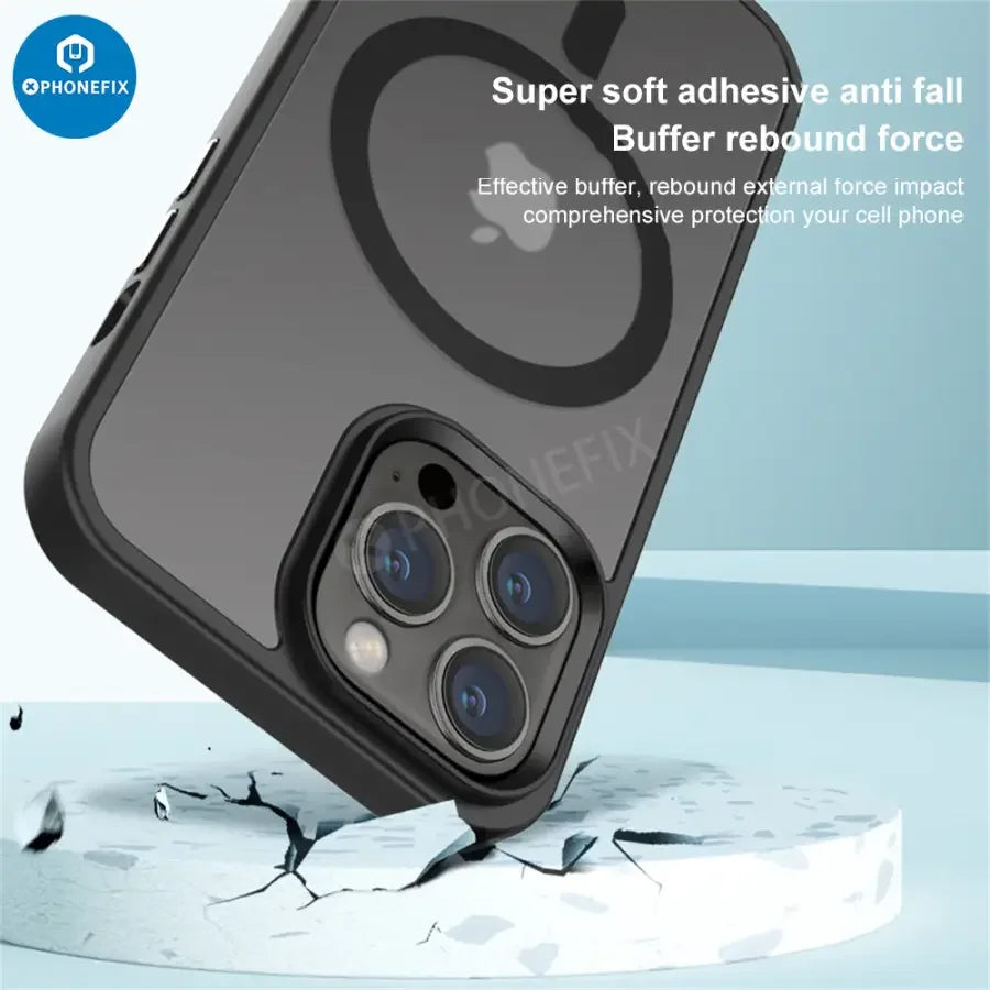 Étui de protection en silicone avec MagSafe pour iPhone 14 Pro Max, offrant une coupe élégante et une conception durable par PHONEFIX.