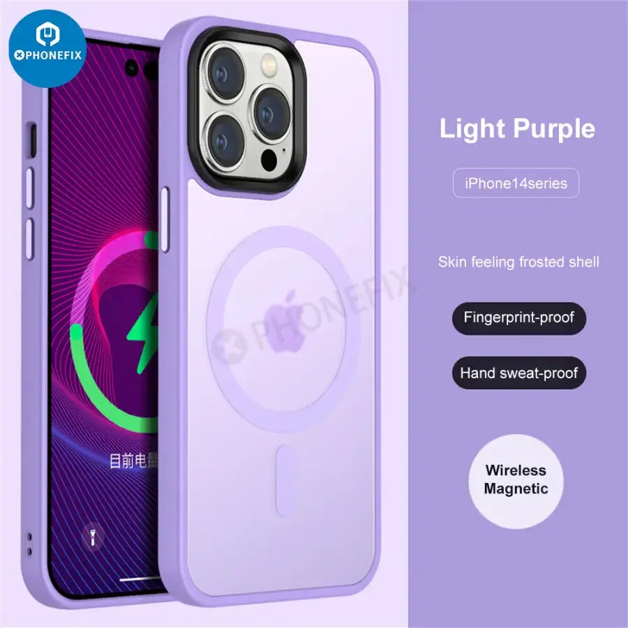 Étui en silicone PhoneFIX avec MagSafe pour iPhone 14 Pro Max, présentant une coque de protection élégante et flexible avec fixation magnétique
