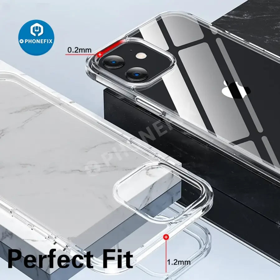 Clear ultra-thin TPU silicone phone case for iPhone 8 to 17 Pro Max, showing a sleek, soft protective cover with precise cutouts.