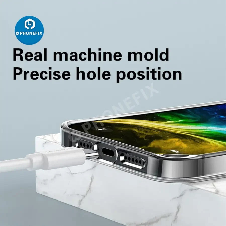 Ultra-thin clear silicone TPU phone case for iPhone 8 to 17 Pro Max, protects with soft, flexible material by PHONEFIX